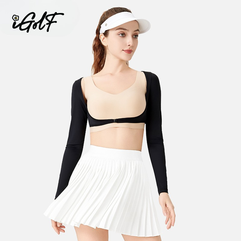 Women's Golf UV Arm Sleeves Cropped - Black