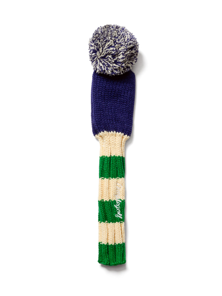 Stripe Knit Wood Cover - Navy