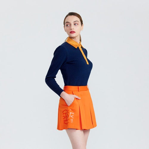 [CELLTY] Active Pleats Banding Short Skirt - Orange