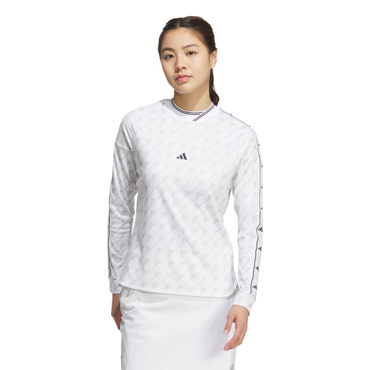 [ADIDAS GOLF] Long Sleeve Print Mock Shirt - White