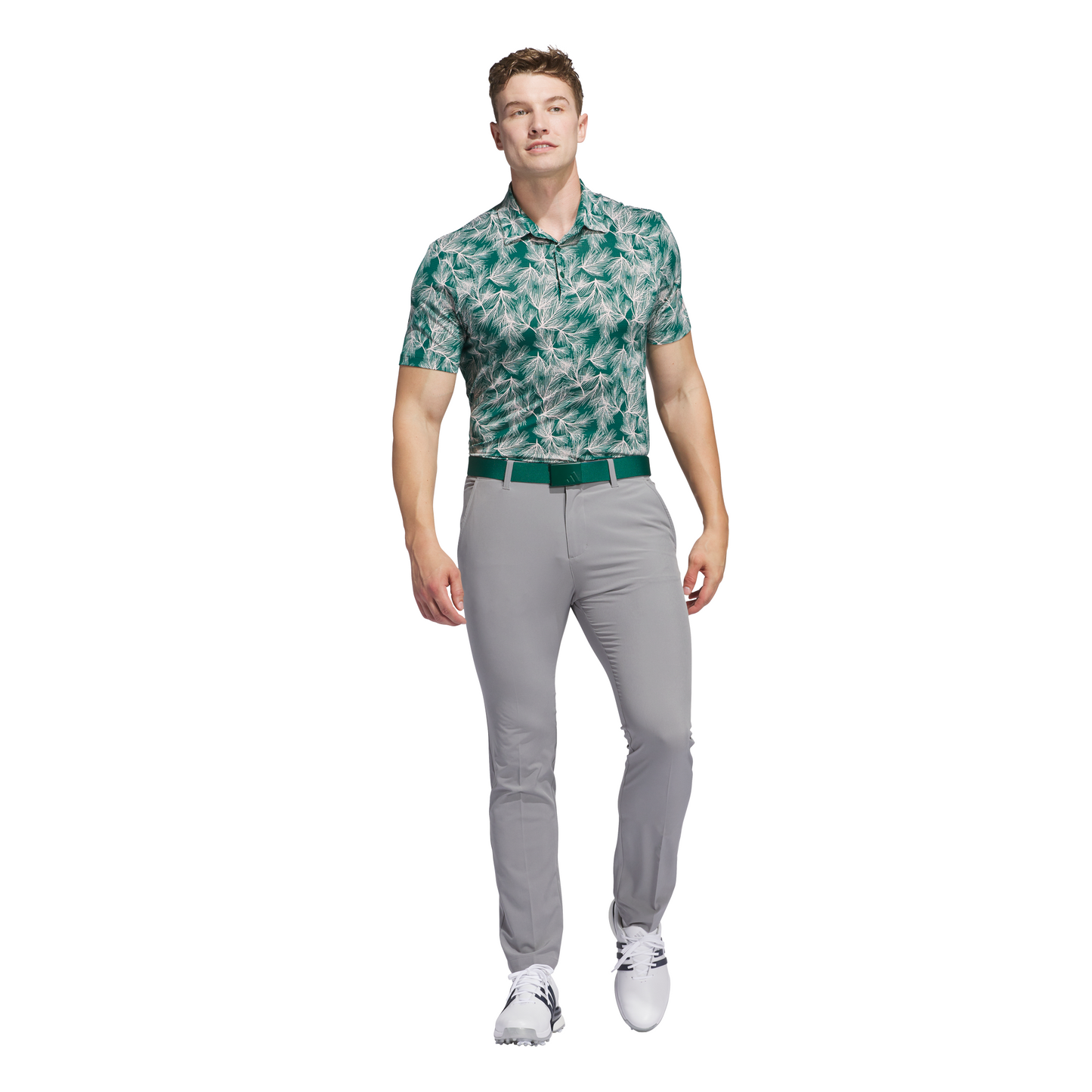 Ultimate365 Mesh Print Polo Shirt - Collegiate Green / Sandy Pink