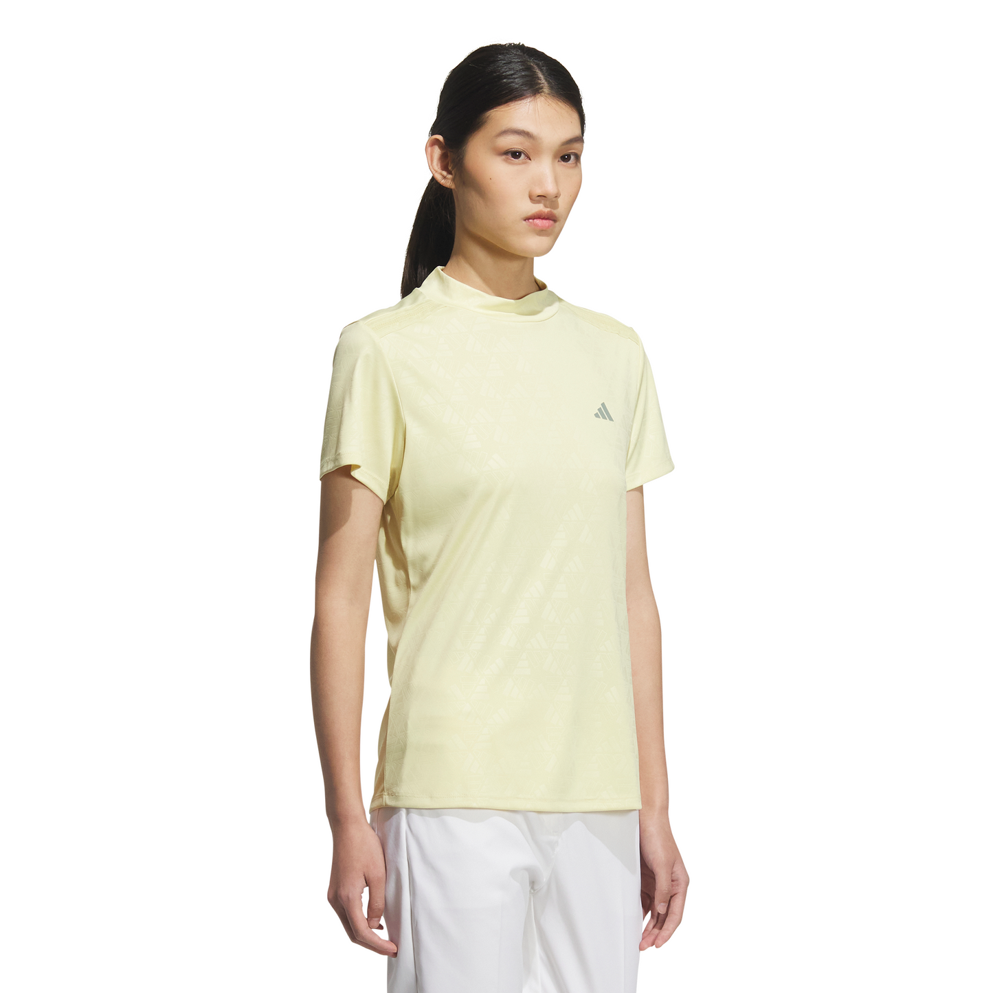 AEROREADY Deboss Mock Neck Short Sleeve Shirt - Powder Yellow