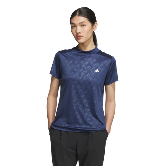 AEROREADY Deboss Mock Neck Short Sleeve Shirt - Collegiate Navy