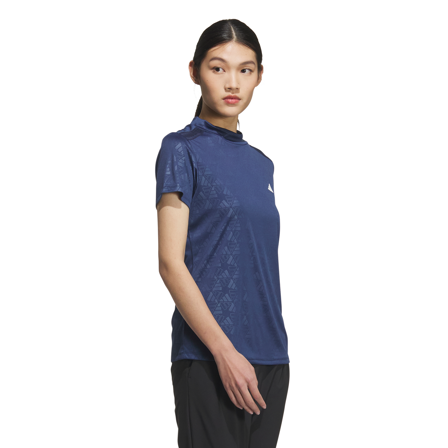 AEROREADY Deboss Mock Neck Short Sleeve Shirt - Collegiate Navy