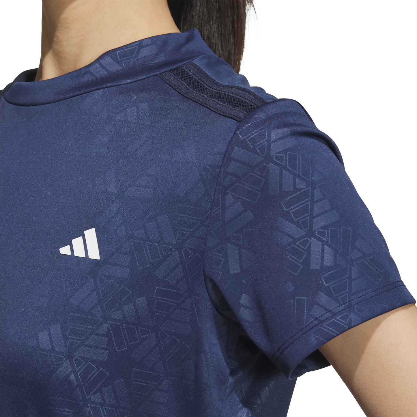 AEROREADY Deboss Mock Neck Short Sleeve Shirt - Collegiate Navy