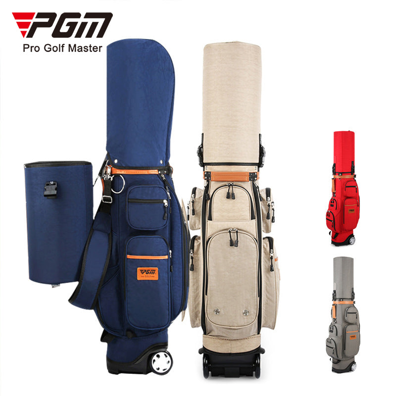 Lightweight Nylon Golf Bag with Wheels - Navy Blue