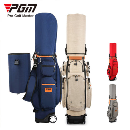 Lightweight Nylon Golf Bag with Wheels - Navy Blue