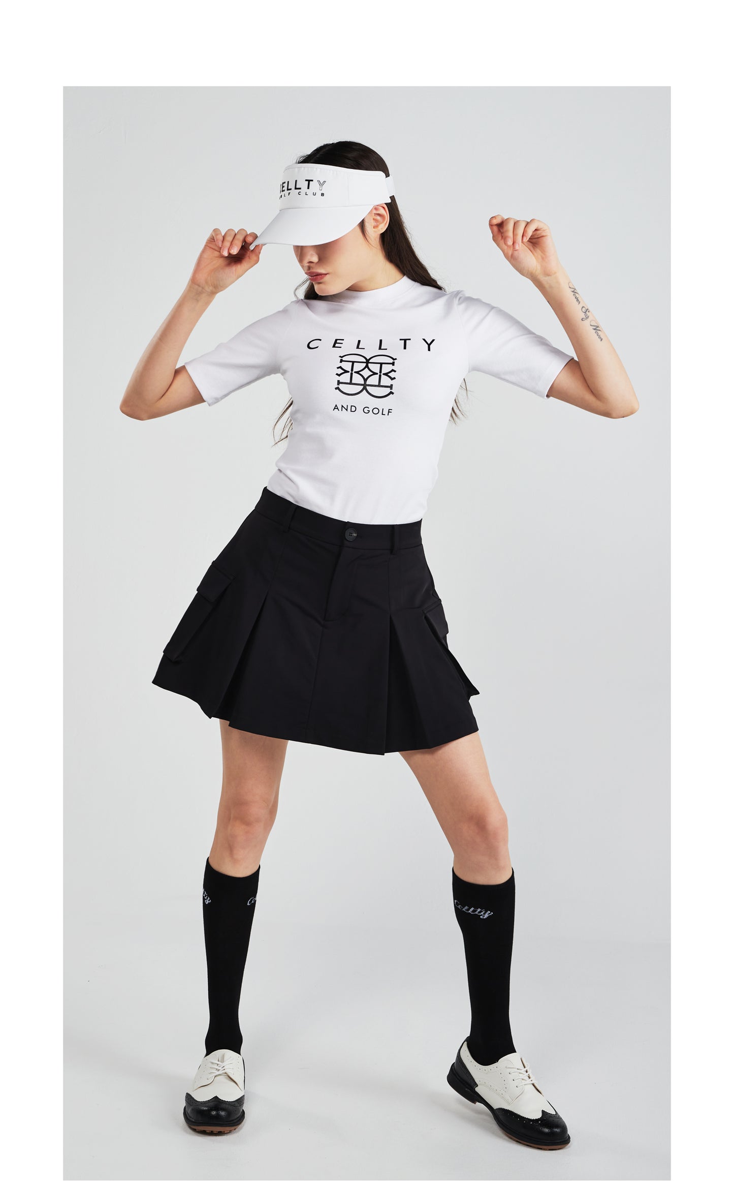 [CELLTY] Pleats Pocketcargo Banding Skirt - Black