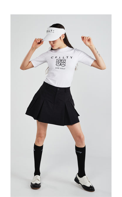 [CELLTY] Pleats Pocketcargo Banding Skirt - Black