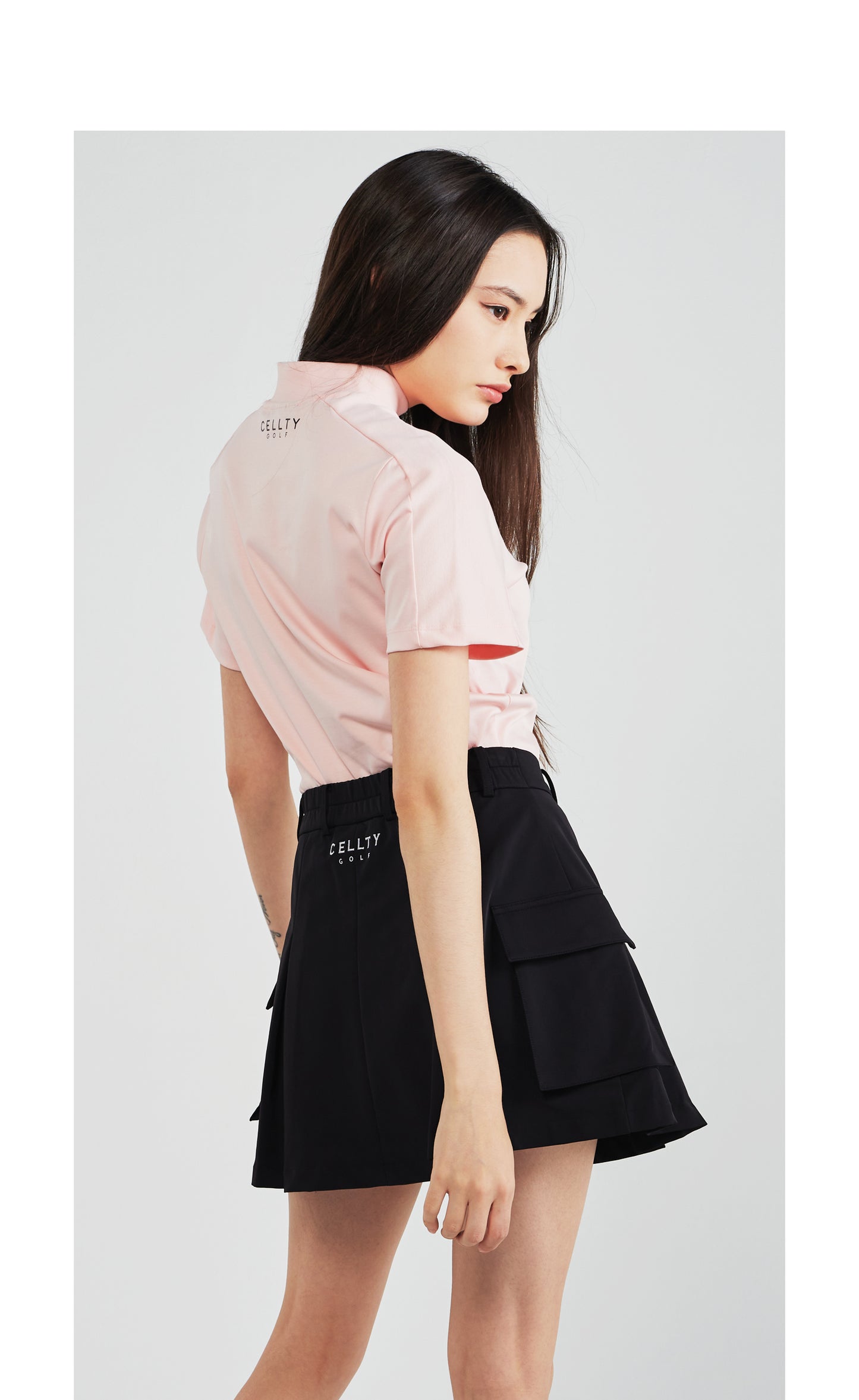 [CELLTY] Pleats Pocketcargo Banding Skirt - Black