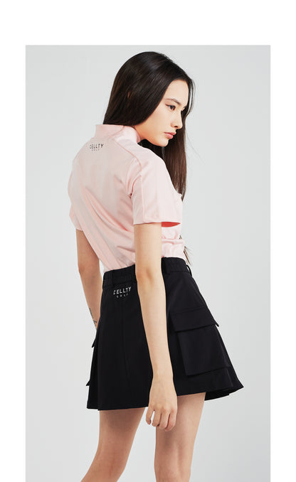 [CELLTY] Pleats Pocketcargo Banding Skirt - Black