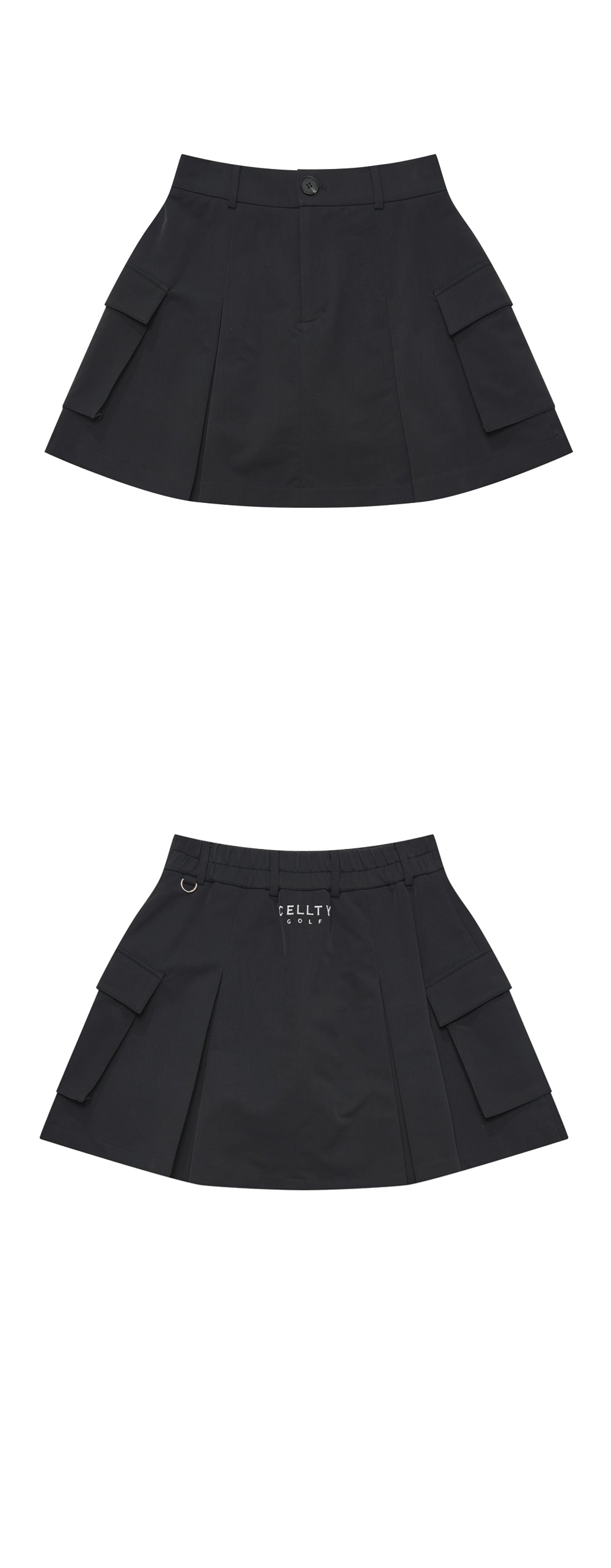 [CELLTY] Pleats Pocketcargo Banding Skirt - Black