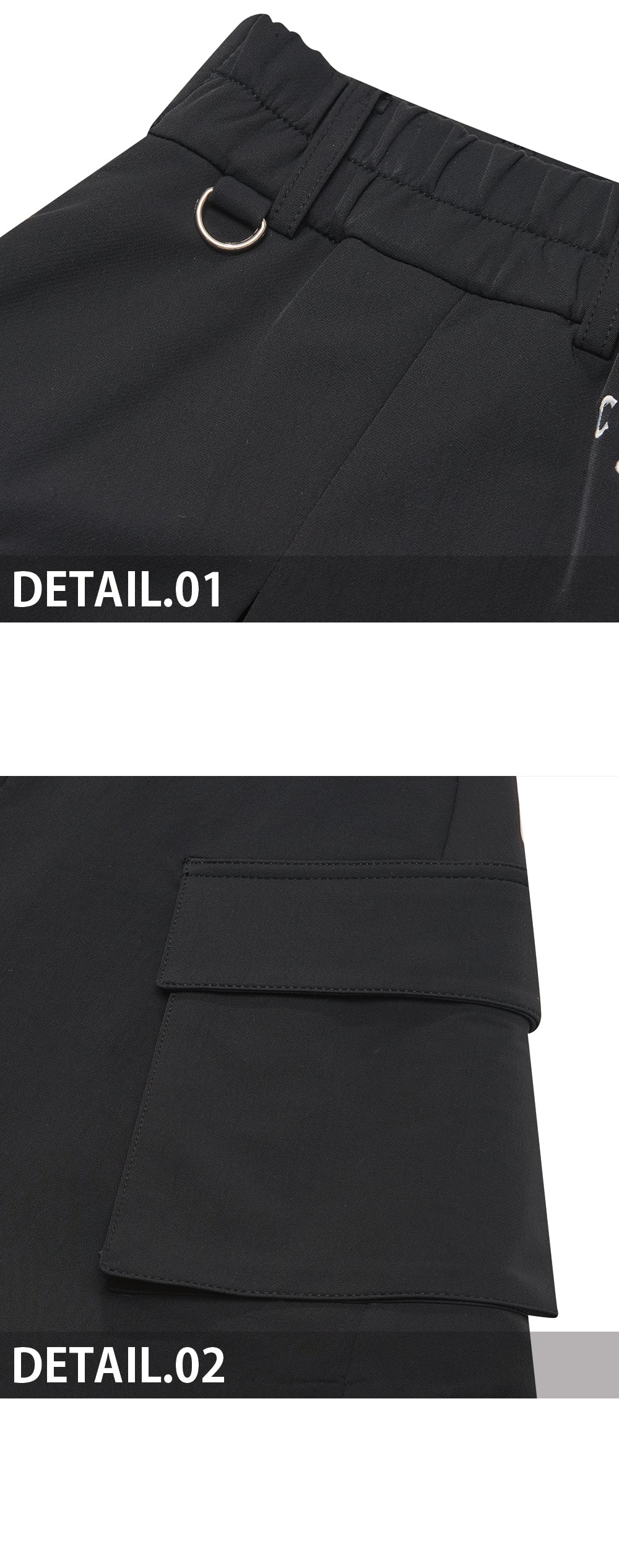 [CELLTY] Pleats Pocketcargo Banding Skirt - Black