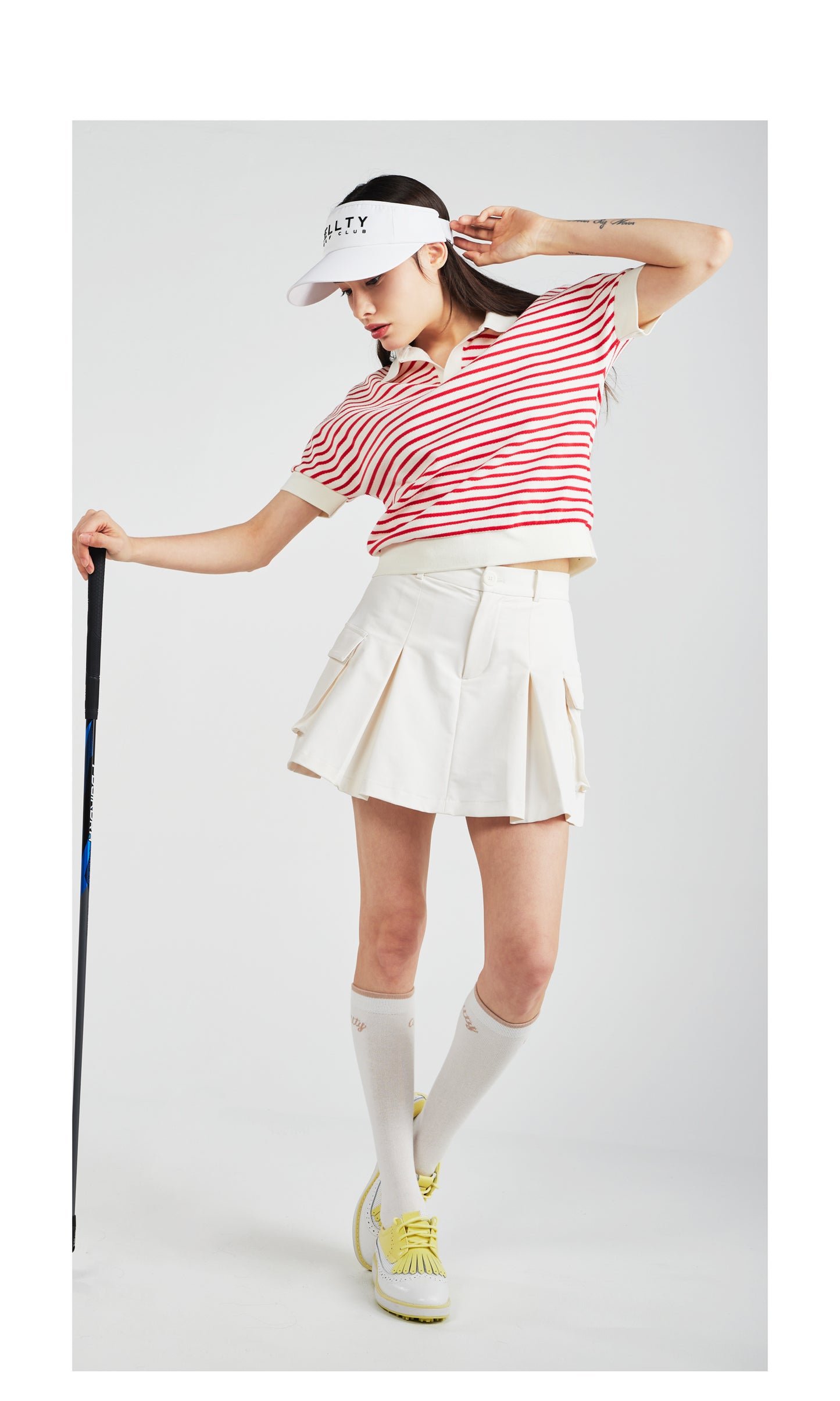 [CELLTY] Pleats Pocketcargo Banding Skirt - Ivory
