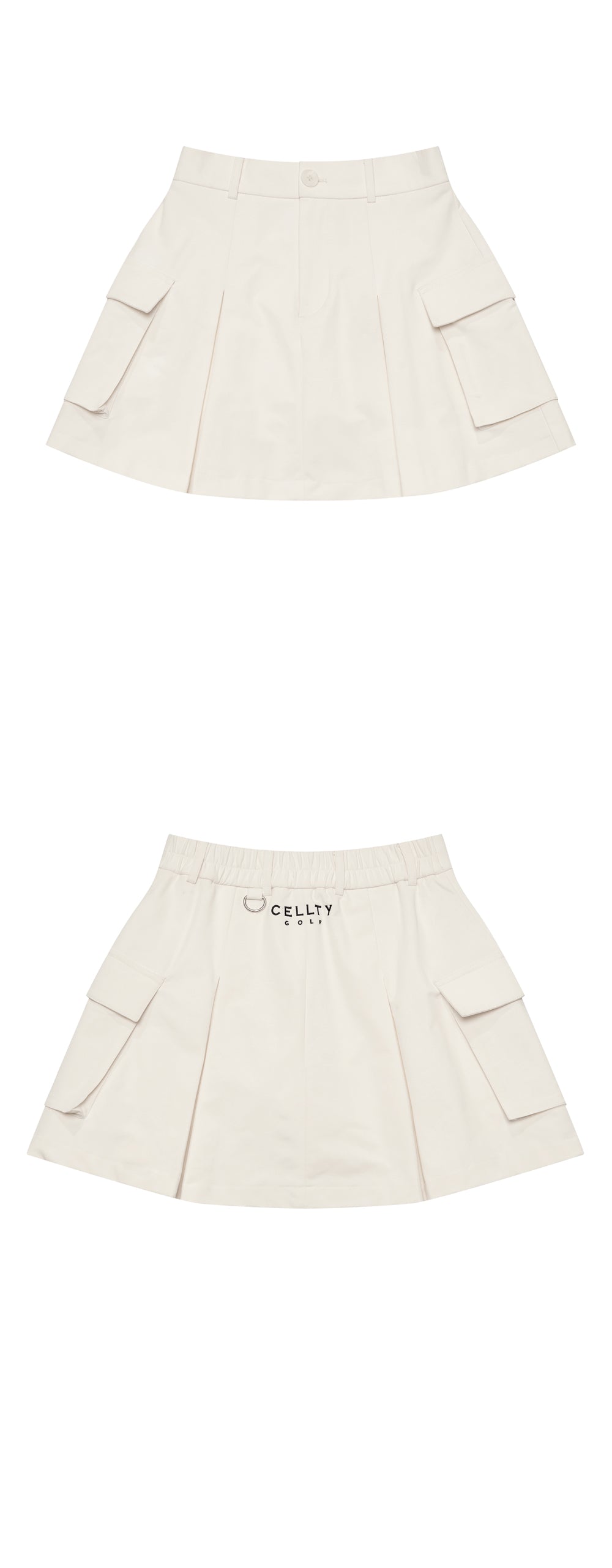 [CELLTY] Pleats Pocketcargo Banding Skirt - Ivory