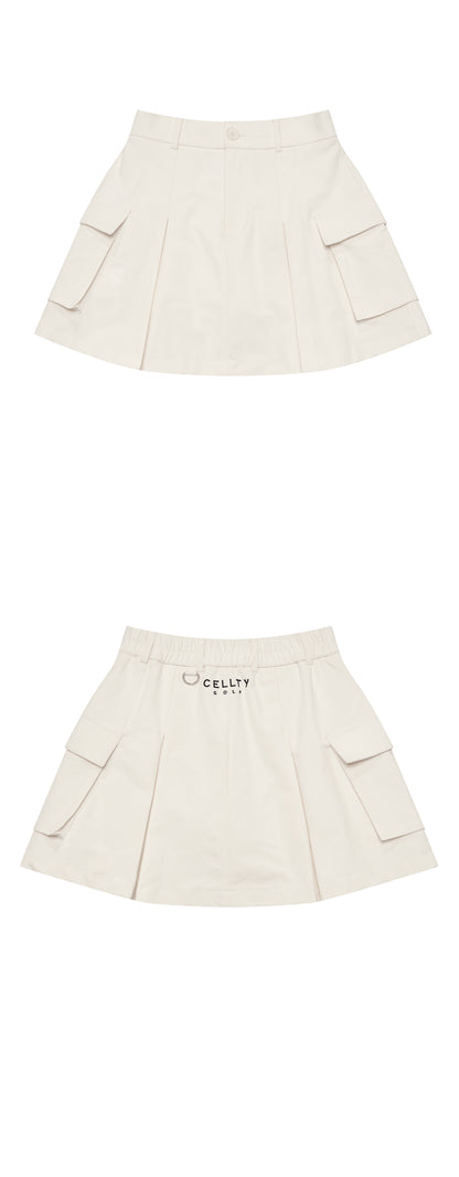 [CELLTY] Pleats Pocketcargo Banding Skirt - Ivory