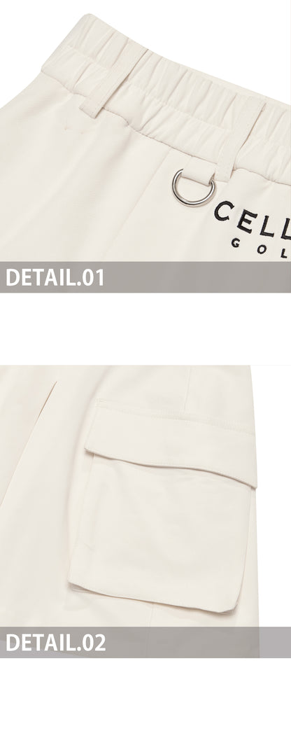 [CELLTY] Pleats Pocketcargo Banding Skirt - Ivory