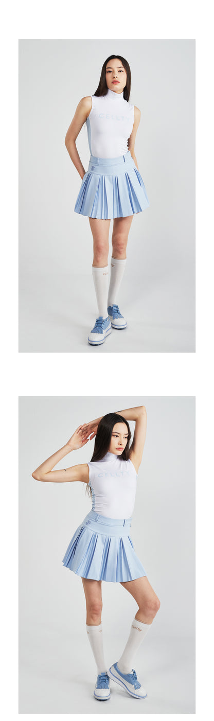 [CELLTY] Vivid Light Pleats Skirt - Sky Blue
