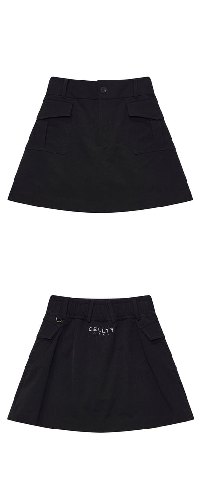 [CELLTY] Slim Banding Outpocket Skirt - Black