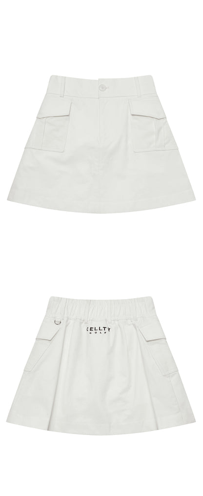 [CELLTY] Slim Banding Outpocket Skirt - Ivory