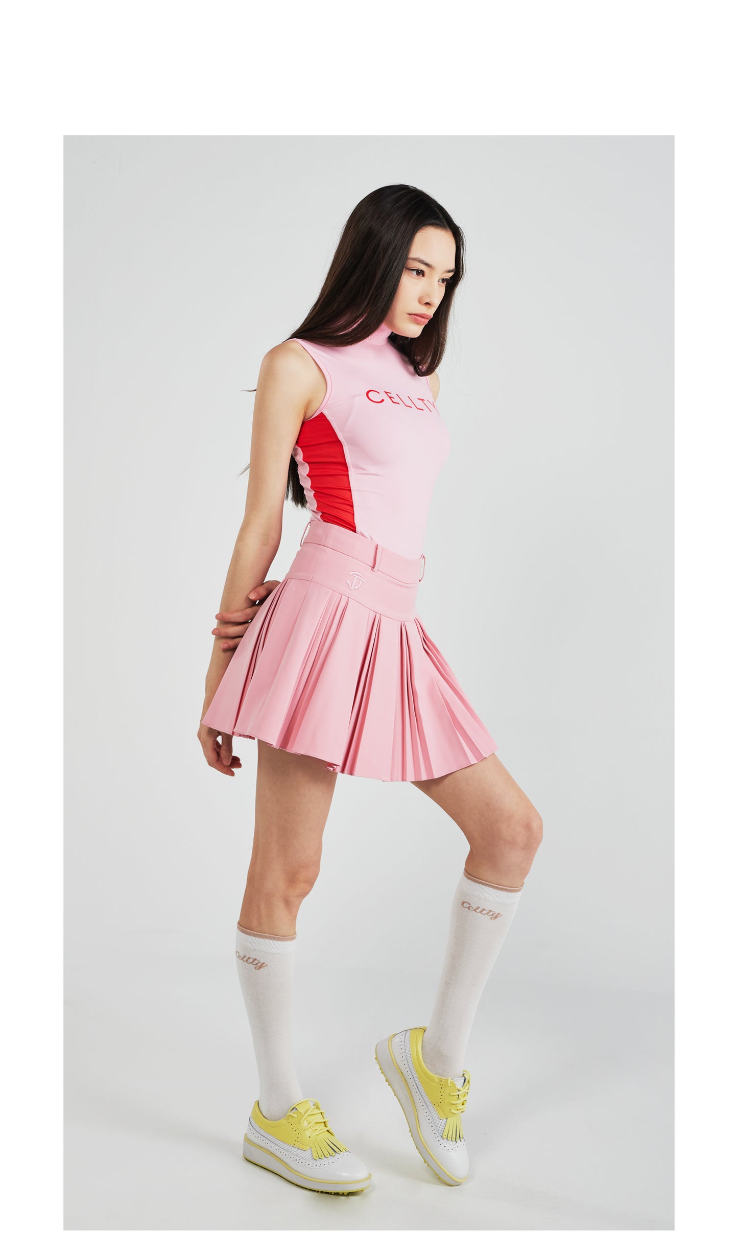 [CELLTY] Vivid Light Pleats Skirt - Pink