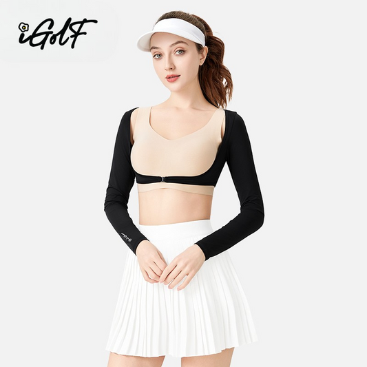 Women's Golf UV Arm Sleeves Cropped - Black