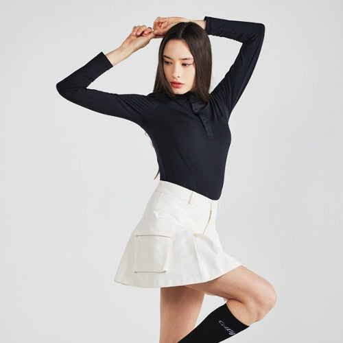[CELLTY] Pleats Pocketcargo Banding Skirt - Ivory